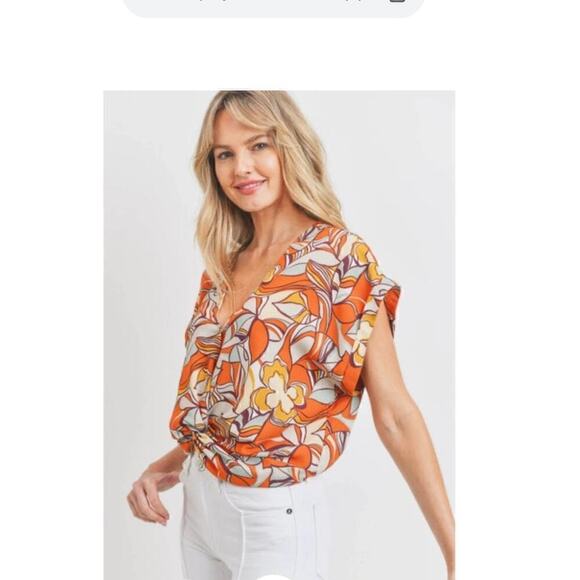 Women’s Sweet Rain Front Twist Multi Abstract Blouse / Size-XL - Picture 9 of 13